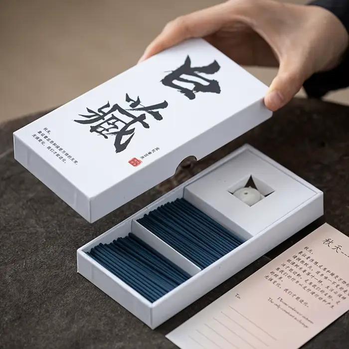 Bâtonnets d'encens courts de style japonais, encens naturel aux herbes, parfum boisé d'intérieur, purification de l'air domestique, boîte cadeau d'arômes apaisants