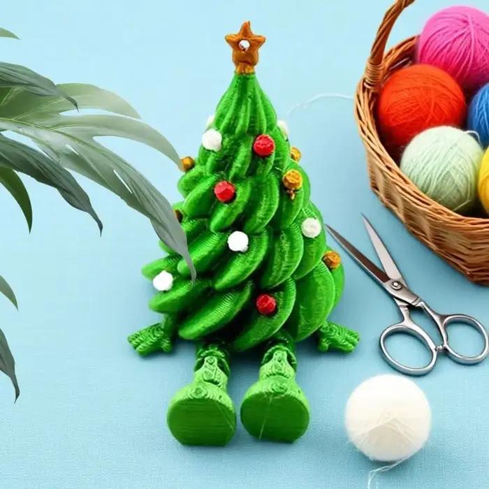 Décor de fête coloré imprimé en 3D, arbre de noël amusant et Unique, modèle d'arbre de noël vert, cadeaux pour enfants