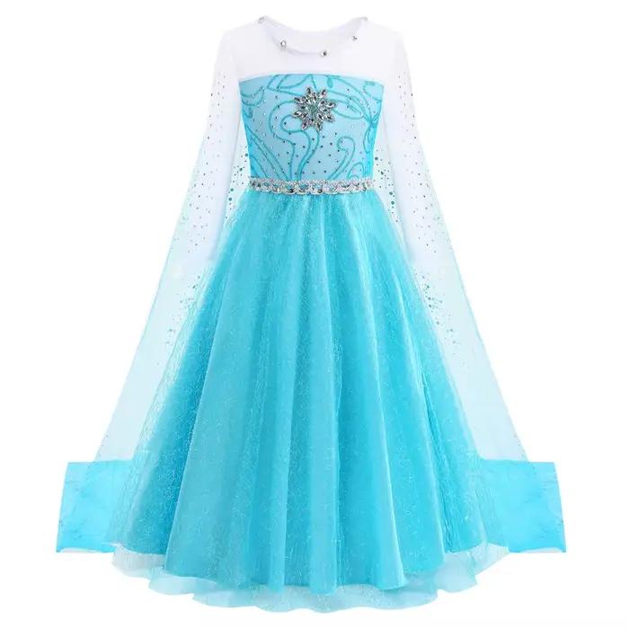 Costume de fille Elsa Reine des neiges, robe de fête d'anniversaire, robe de princesse, cosplay, Halloween, carnaval, robe Elsa pour enfants