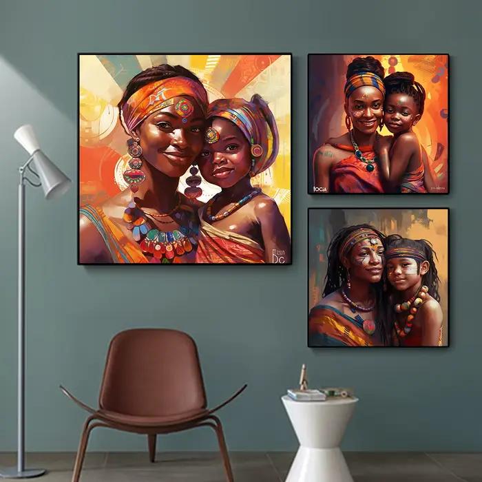 Affiches de portrait de femme noire de culture traditionnelle africaine