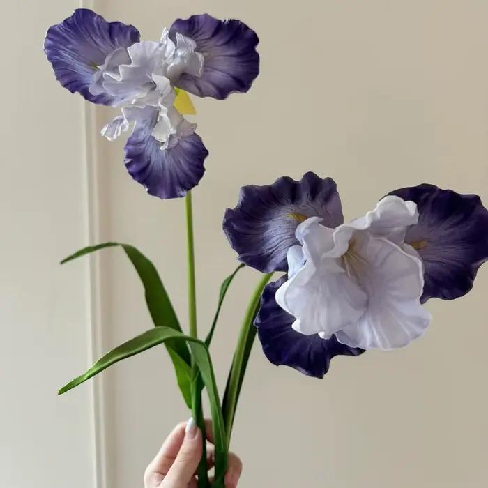 Fleur d'iris artificielle violette en PU, élégance pour la décoration de la maison, salle de mariage, Table à manger réaliste, arrangements floraux de printemps