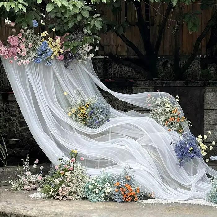 Décorations de mariage : Guirlandes géantes en organza floral, décoration suspendue pour salle de mariage, toile de fond pour fête d'anniversaire, aménagement de fenêtre