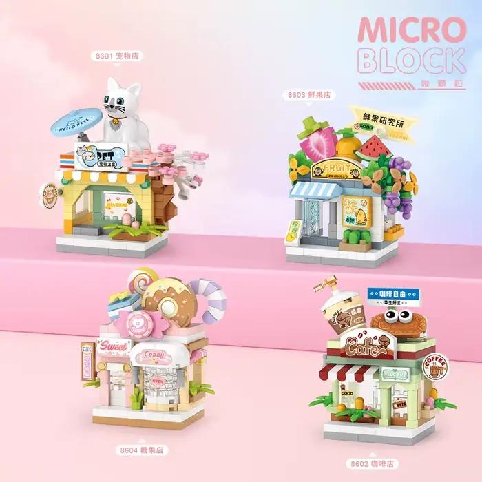 Food Shop Street Series - Kit de modèle de maison de magasin miniature, jouet de construction éducatif et amusant à faire soi-même, cadeau pour les enfants de 6 à 12 ans
