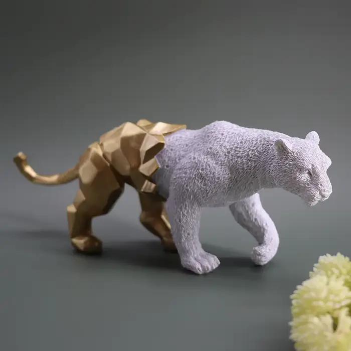 YuryFvna-Statue d'Animal Panthère en Résine