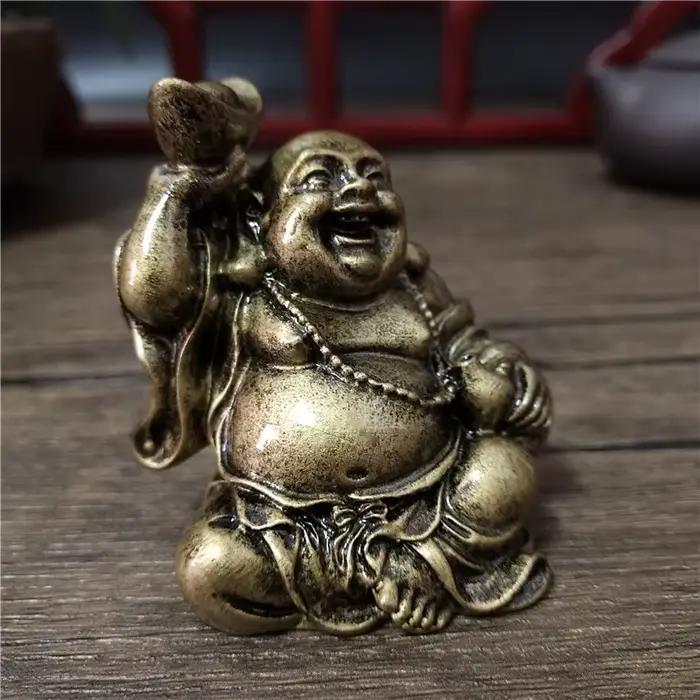 Statue de Bouddha rieur couleur bronze