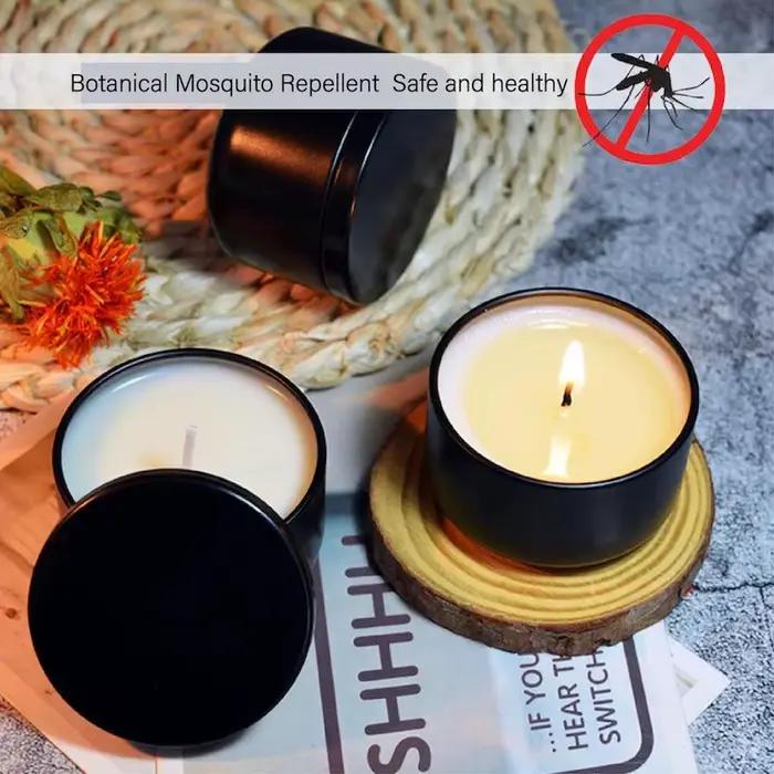 Lot de 4 bougies anti-moustiques à la citronnelle sans fumée, parfumées, portables, en boîte de voyage, pour extérieur, jardin, camping, coffret cadeau, décoration intérieure