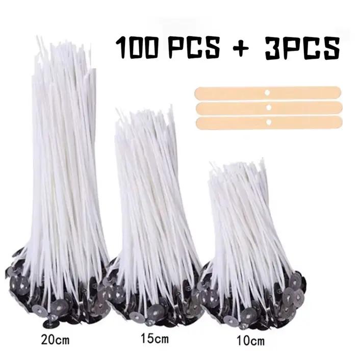 Mèches de bougie sans fumée originales, 103 pièces/ensemble, noyau de cire de soja, noyau en coton tissé, lampe à Kerosene, ligne de cire, accessoires en bois, fabrication de bougies