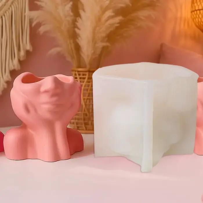 Pot de jardinière de visage abstrait