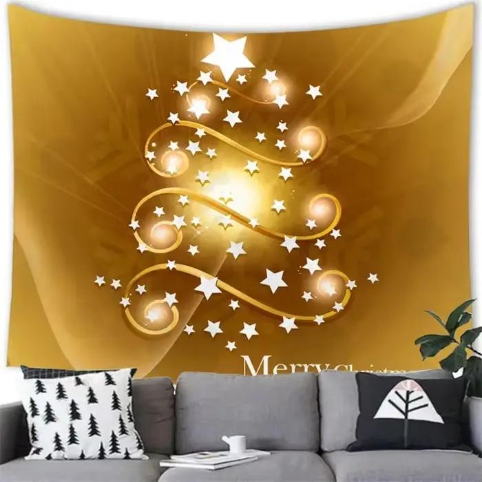 Tapisserie de thème de Noël salon canapé décoration d'intérieur polyvalente en polyester multicolore pour femmes et familles occasions spéciales