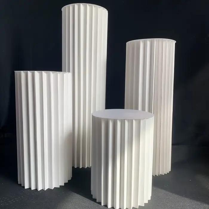 Colonne romaine ronde en papier, 1 pièce, support à Dessert pour gâteau de mariage, 30cm de diamètre, colonne romaine pliable, décoration de fête, de mariage