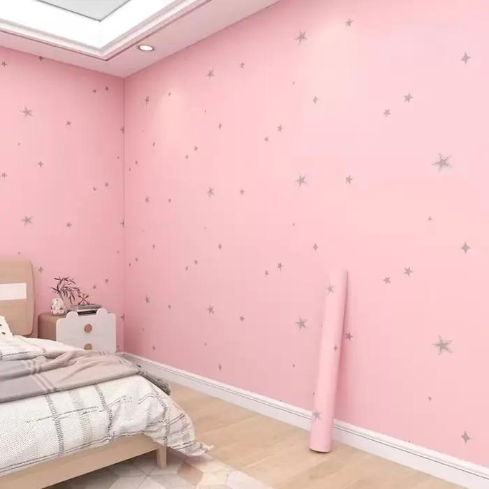 Papier peint auto-adhésif rose pour chambre de fille