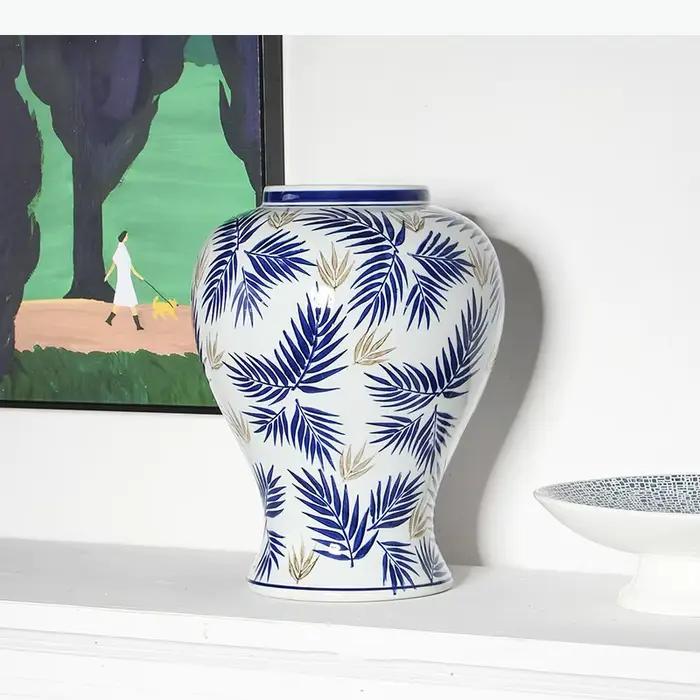 Vase en porcelaine bleu et blanc, pots de plantes, décoration de table, ornements, arrangement de fleurs, vases floraux, décoration esthétique de la pièce