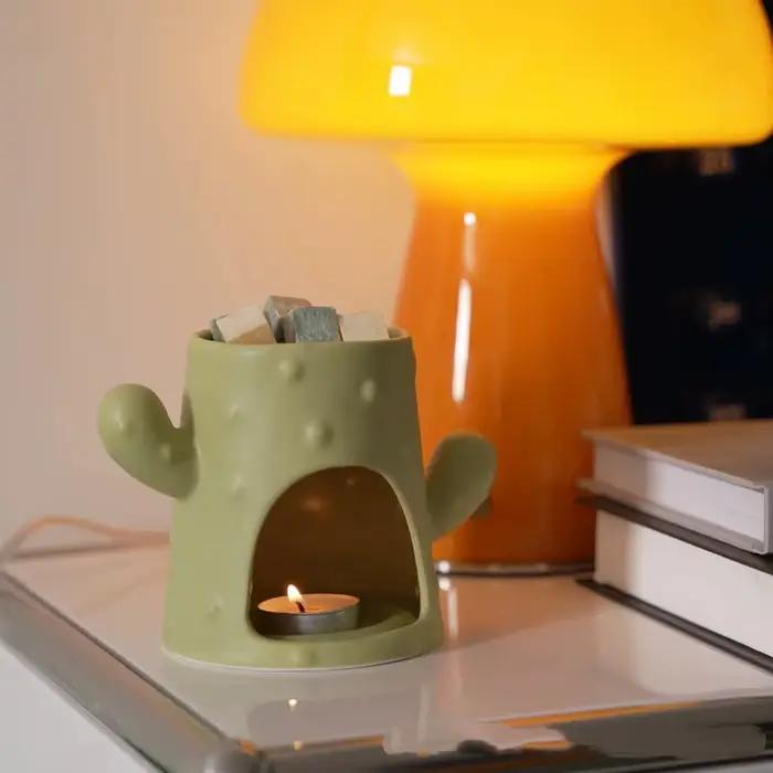 Brûleur d'encens en céramique en forme de cactus