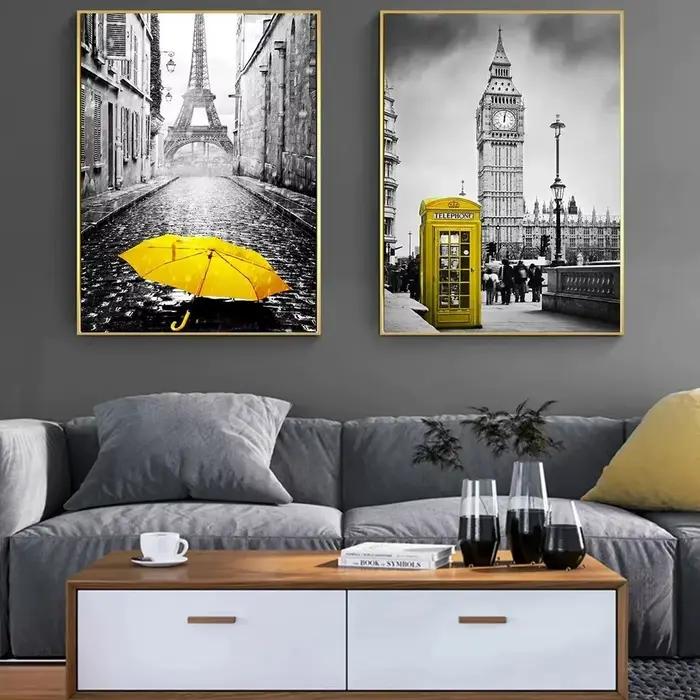 Image de paysage européen en noir et blanc pour la décoration intérieure