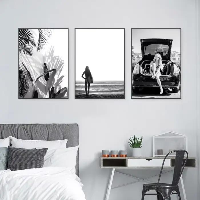 Toile d'art mural noir et blanc