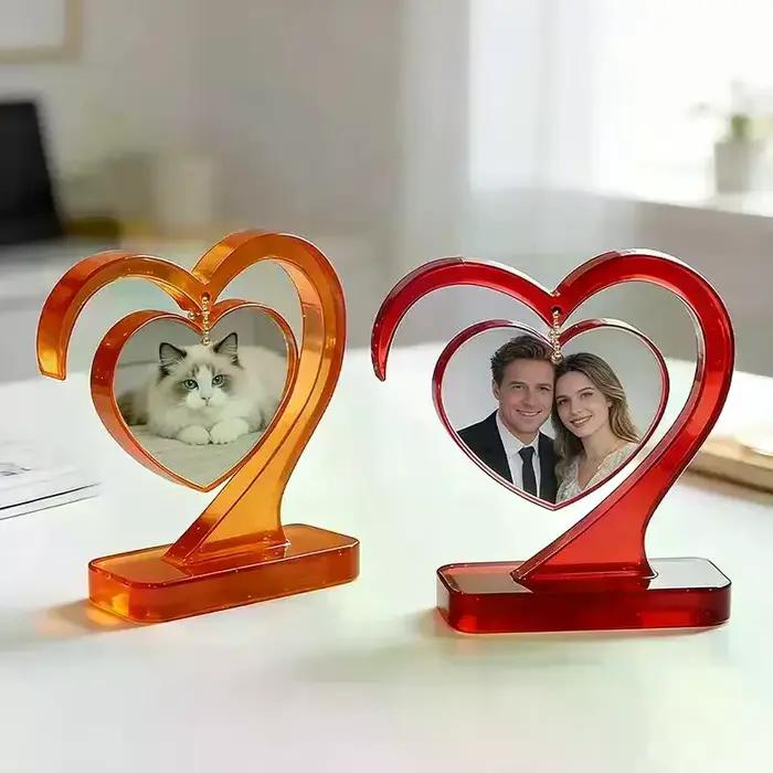 Moule en silicone en forme de cœur pour cadre photo avec base pendule, moule en résine époxy cristalline DIY, ornement de cadre photo DIY