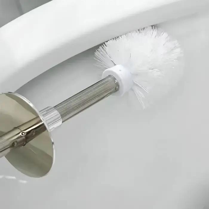Brosse de toilette dorée avec support