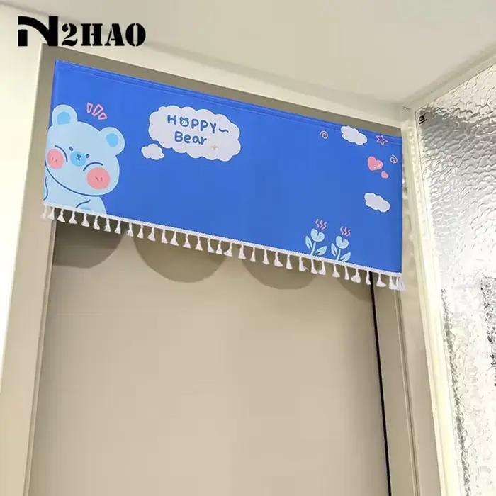 Rideau de porte auto-adhésif style animalier de dessin animé avec pompons pour la décoration du salon