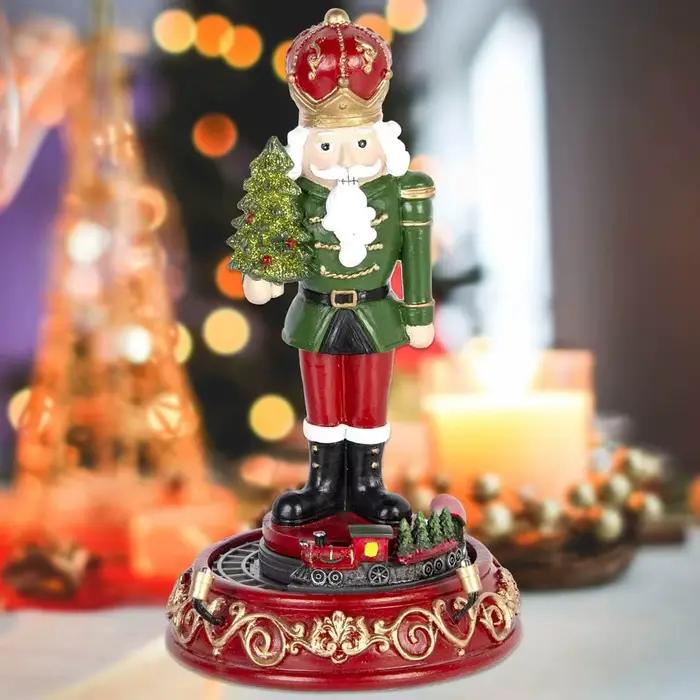 Figurine casse-noisette de noël avec lumières LED et Train rotatif