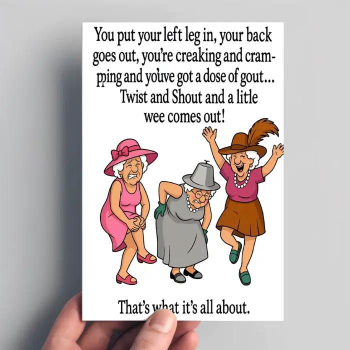 1 carte de vœux d'anniversaire amusante pour grand-mère, tante, amie proche – Style artistique de dessin animé de femmes âgées, carte humoristique