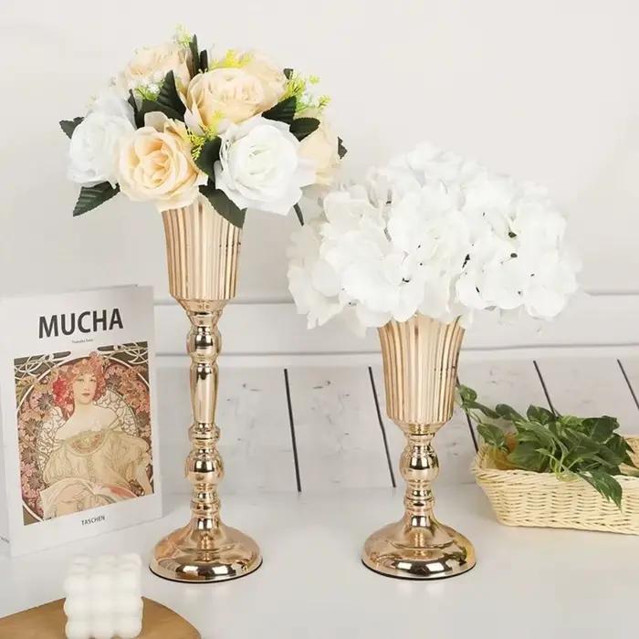 Vase romantique en fer forgé doré, Art floral doré, accessoires Photo de mariage, Anti-chute, porte-fleurs simulés, Restaurant