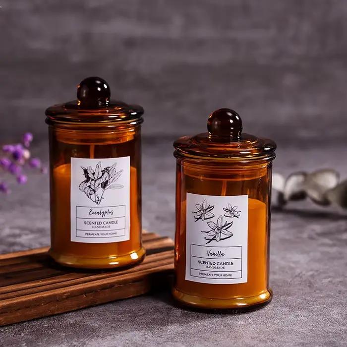 Pot en verre Vintage, bougie parfumée, huiles essentielles, cire de soja, salle d'aromathérapie, décoration de la maison, cadeau d'anniversaire et de noël, accessoires Photo