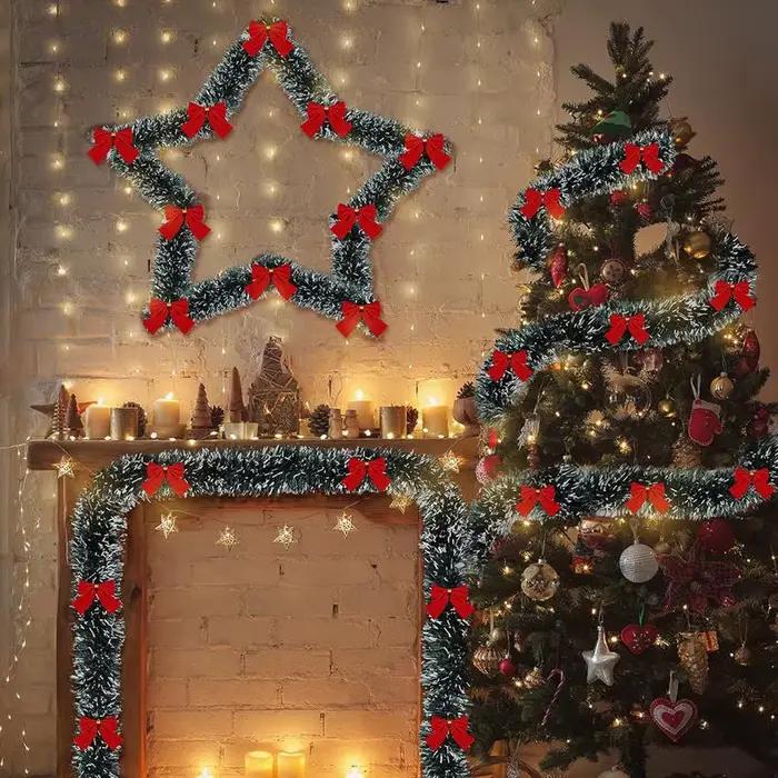 Guirlande de ruban de décoration d'arbre de noël vert de 4 M