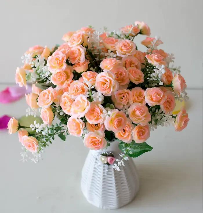Mini Roses artificielles à 15 têtes