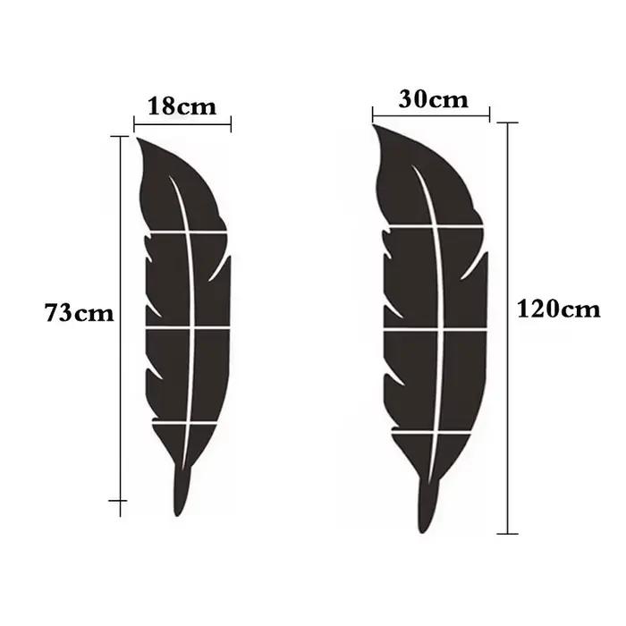 Plume 3D miroir autocollant mural décorative pour salon art moderne à offrir pour femme occasions spéciales