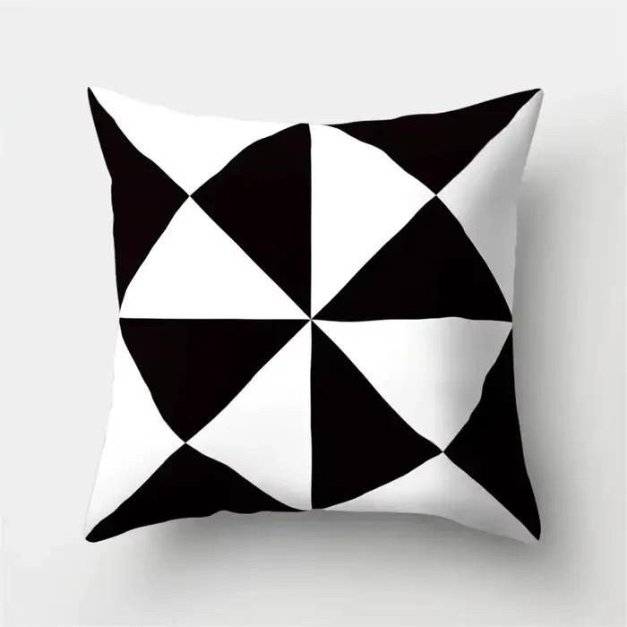 Housse de coussin géométrique noir et blanc
