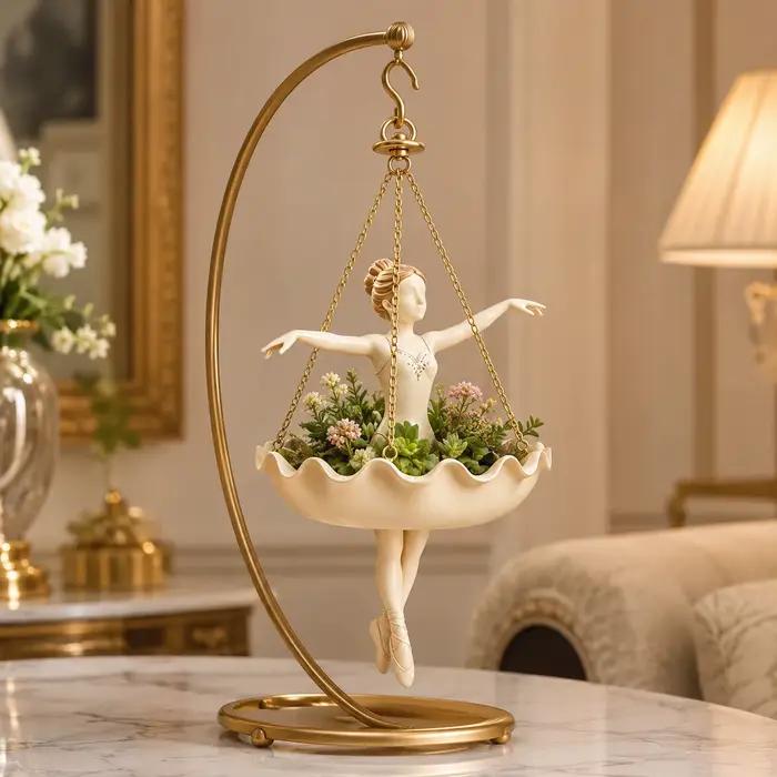 Nouveau pot de fleurs suspendu en forme de ballerine, avec bordure festonnée, pour plantes d'intérieur et d'extérieur, décoration familiale raffinée