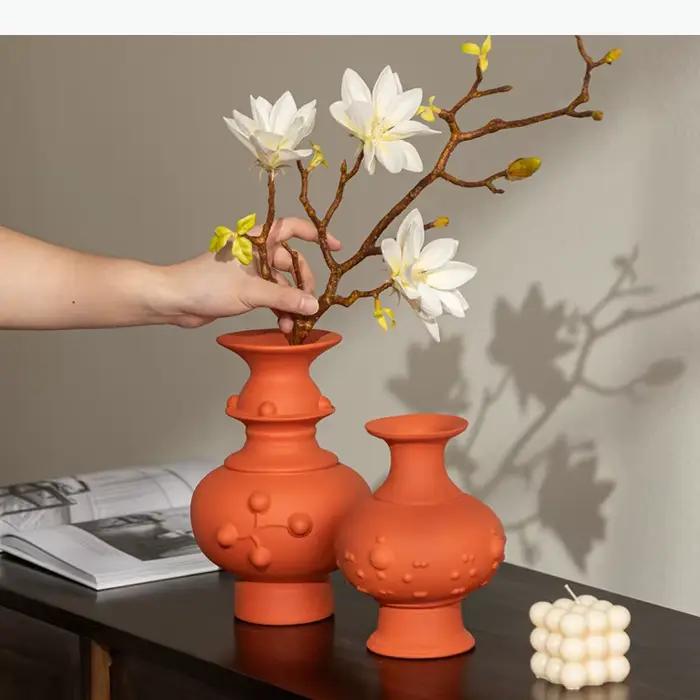 Petit vase en céramique à ouverture étroite, ornement artistique, ustensiles pour fleurs, vases décoratifs, arrangement de fleurs, vase pour fleurs séchées, vases hydroponiques