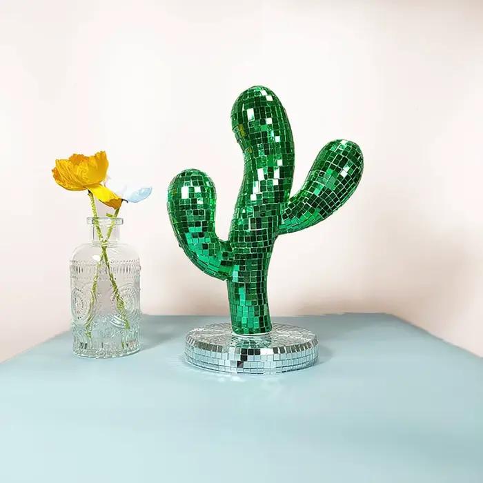 Statue de cactus miroir scintillant Disco Sphere
