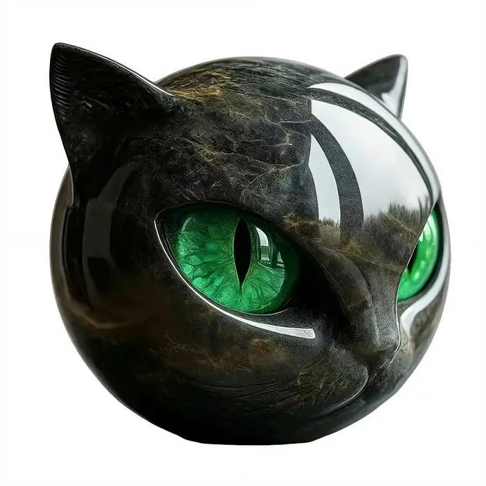 Tête de chat noir - Figurine en résine de luxe avec différentes couleurs de pupilles