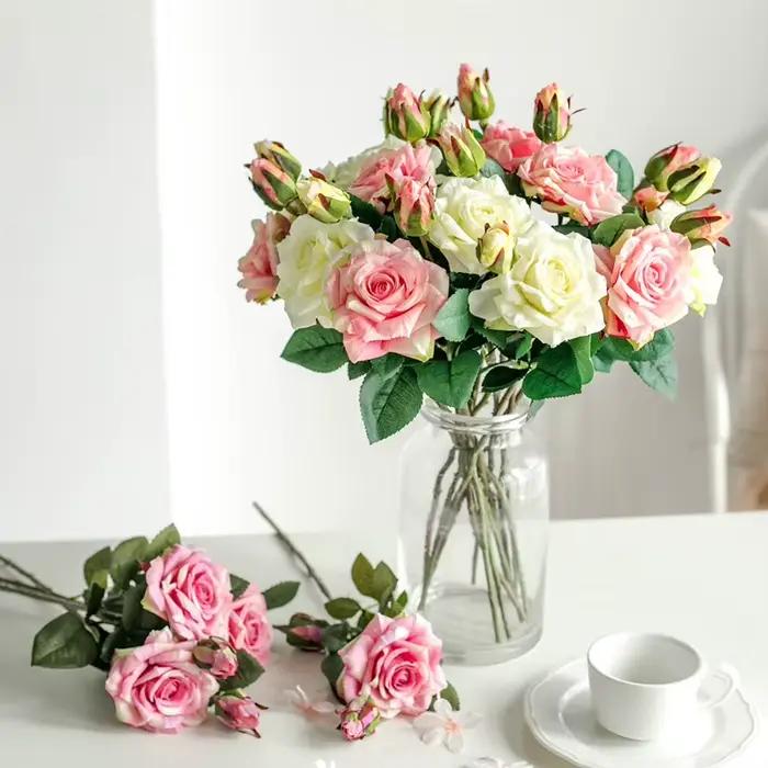 Grandes Roses artificielles en soie