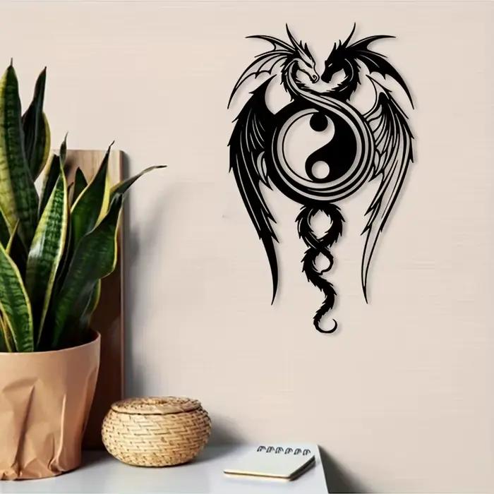 Décoration murale en fer Dragon Yin Yang