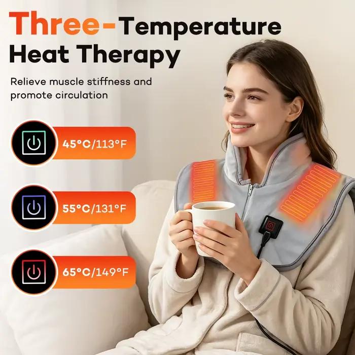 Coussin d'épaule chauffant électrique, châle enveloppant Cervical chauffant USB, doux, compresse chaude, dos, cou et épaules, chauffe-hiver