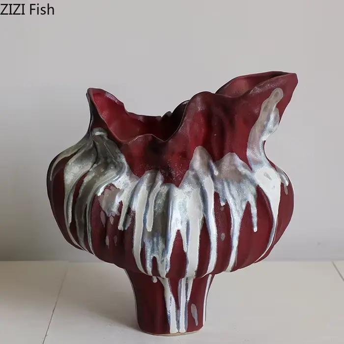 Vase en porcelaine peinte de Style Wabi Sabi
