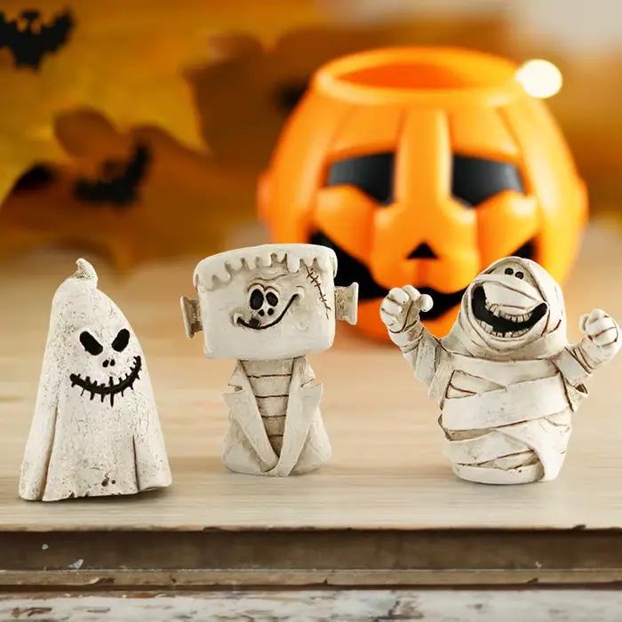 Décoration de Scène d'Halloween, Tête de Citrouille, Fantôme, Jeu de Marée, Ornements en Résine, Décorations de Bureau, Petits Ornements, Décoration de ix