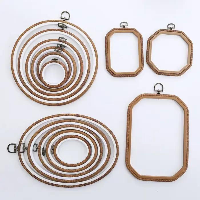 Imitation bois rond, ovale différentes tailles décoratif point de croix cerceau anneau cadre broderie