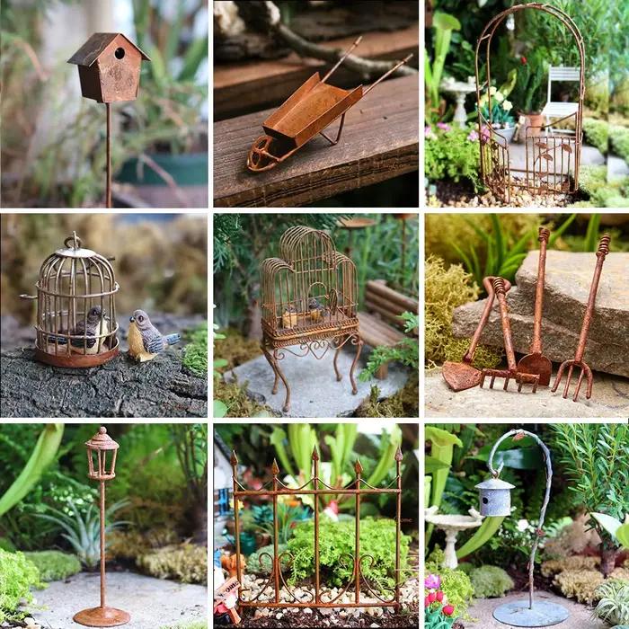 Brouette miniature pour jardin féerique