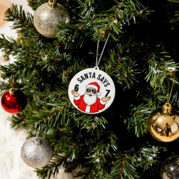 Ornement de noël du père noël dites à 77, décor d'arbre, cadeau de vacances coquin, cadeau Unique, décoration d'échange mignonne, bas W1M7