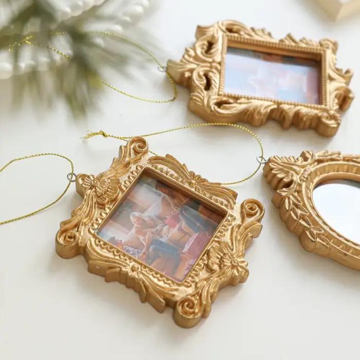 Cadre Photo Baroque, décoration d'arbre de noël, Mini cadre Photo, pendentif d'arbre de noël exquis pour décoration de maison d'arbre de noël