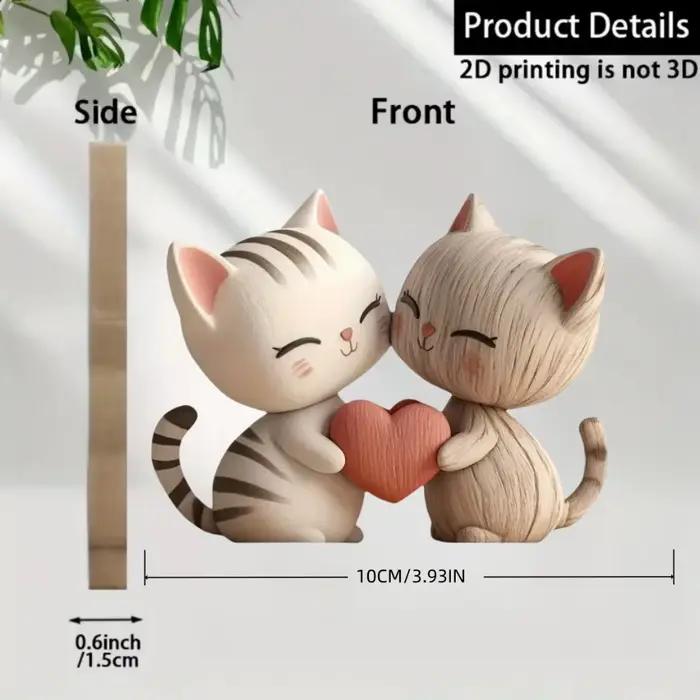 Sculpture de Couple chaton en bois