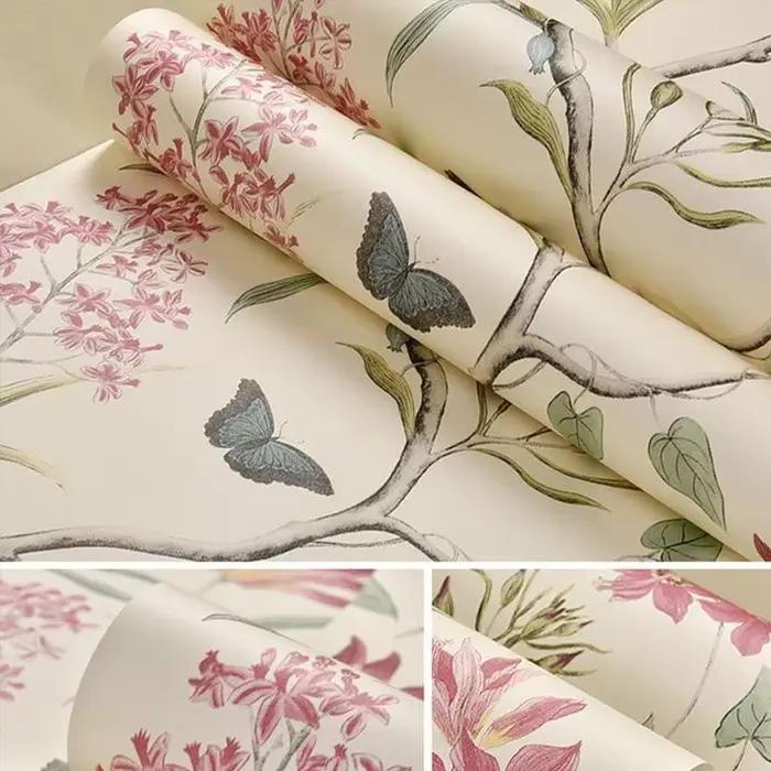 Papier peint auto-adhésif fleur et oiseau
