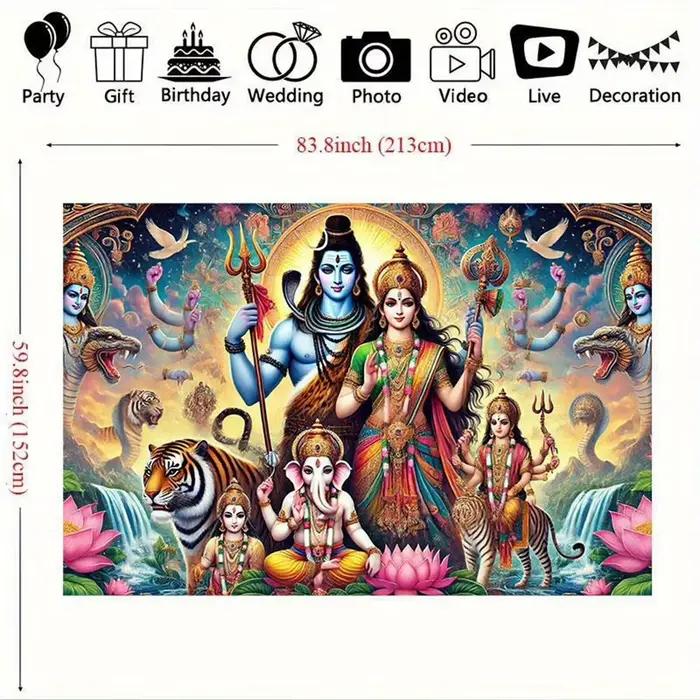 Shiva famille tapisserie dieu hindou Parvati Ganesha Kartikeya toile Art tenture murale Temple décor à la maison cadeau spirituel salle de Yoga
