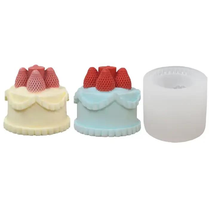 Moules à bougies en Silicone en forme de gâteau aux fraises 3D