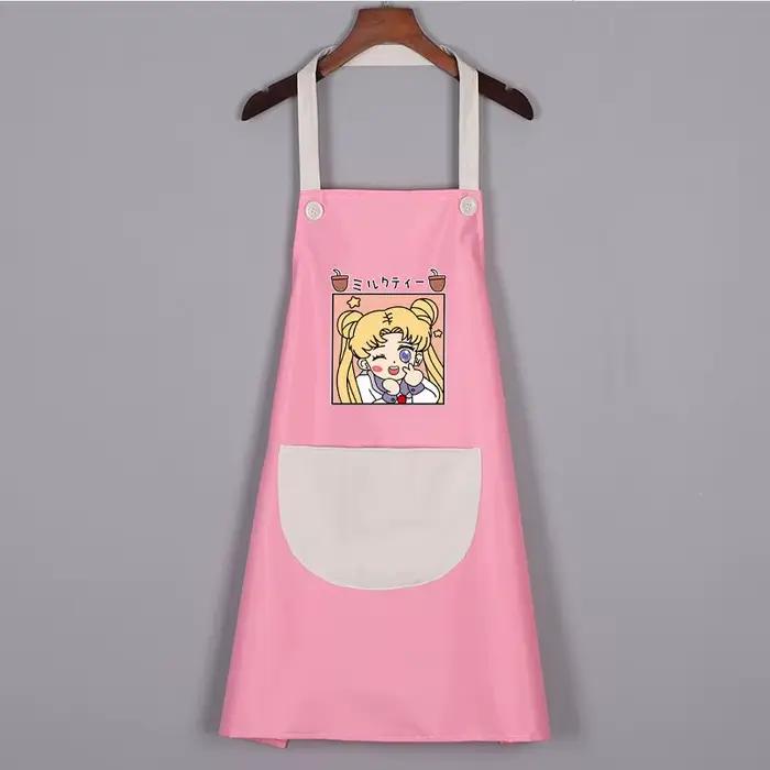 Tablier Sailor Moon, dessin animé mignon, personnalisé, simple et créatif pour la cuisine, bavoir imperméable et résistant à l'huile, cadeau pour les amis