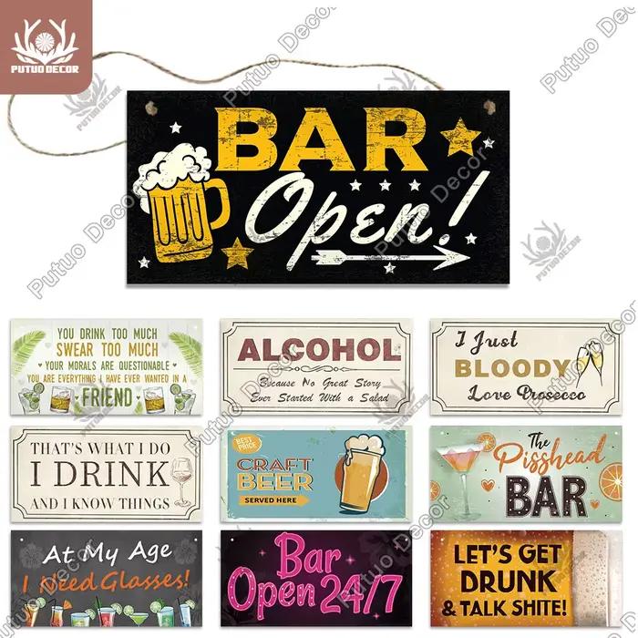 Putuo Decor-Plaque de Porte en Bois pour Pub