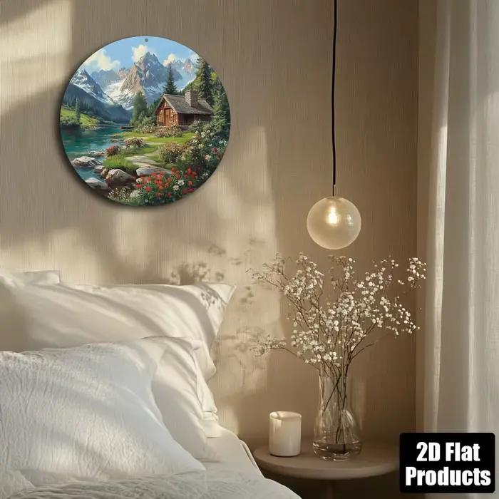 Plaque décorative ronde en métal aluminium